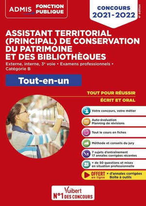 Assistant territorial (principal) de conservation du patrimoine et des bibliothèques : tout-en-un concours 2020-2021 : externe, interne, 3e voie, examens professionnels, catégorie B