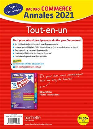 Tout-en-un, bac pro commerce : annales 2021 : sujets et corrigés