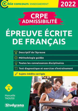 Epreuve écrite de français : CRPE admissibilité, catégorie A : 2022