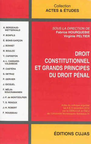 Droit constitutionnel et grands principes du droit pénal : actes du colloque organisé les 8 & 9 novembre 2012