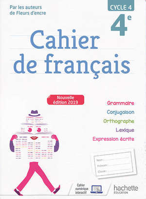 Cahier de français 4e, cycle 4