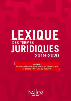 Lexique des termes juridiques 2019-2020