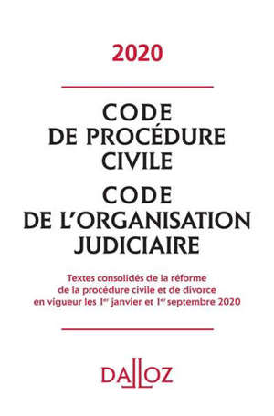 Code de procédure civile : code de l'organisation judiciaire : 2020