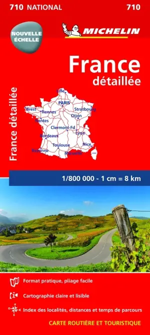 Carte Nationale France détaillée - 1/800 000