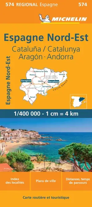 Carte Régionale Espagne Nord-Est : Cataluña / Catalunya,  Aragon,  Andorra
