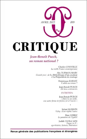 Critique, n° 899. Jean-Benoît Puech, un roman national ?