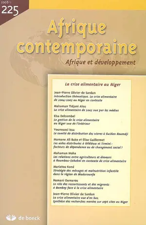 Afrique contemporaine, n° 225. La crise alimentaire au Niger