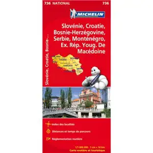 Carte Nationale Slovénie, Croatie, Bosnie-Herzégovine, Serbie, Monténégro, Macédoine du Nord