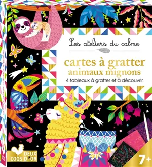 Cartes à gratter animaux mignons : 4 tableaux à gratter et à découvrir