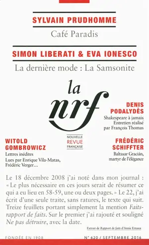 Nouvelle revue française, n° 620