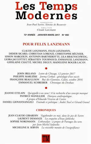 Temps modernes (Les), n° 692. Pour Felix Lanzmann