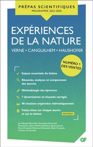 Expériences de la nature : Verne, Canguilhem, Haushofer : prépas scientifiques, programme 2025-2026
