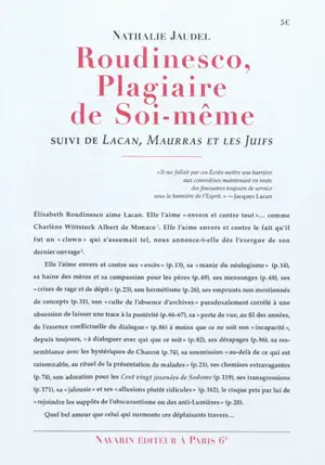 Roudinesco plagiaire de soi-même. Lacan, Maurras et les Juifs