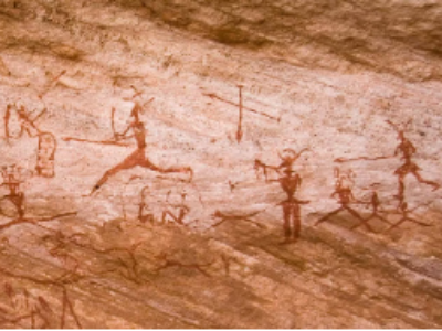 Peintures rupestres de la région de Tadrart Acacus en Libye datées entre 12 000 avant J.-C. à 100 après J.-C. © T. Tomer - Wikipedia, CC BY