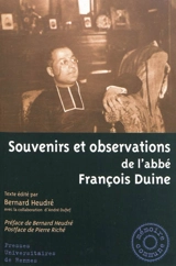Souvenirs et observations de l'abbé François Duine - François Duine