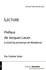 Lecture : préface de Jacques Lacan à L’éveil du printemps de Wedekind - Colette Soler
