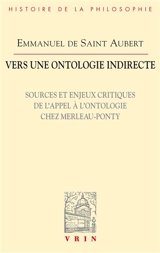 Vers une ontologie indirecte - Emmanuel de Saint-Aubert