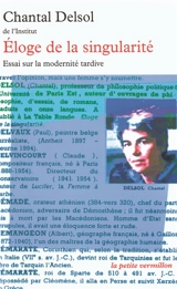 Eloge de la singularité : essai sur la modernité tardive - Chantal Delsol
