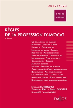 Règles de la profession d'avocat : 2022-2023 - Stéphane Bortoluzzi