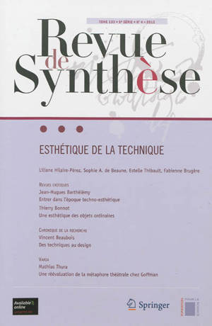 Revue de synthèse, n° 133-4. Esthétique de la technique