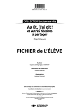 Au lit, j'ai dit ! : et autres histoires à partager, Régis Delpeuch : fichier de l'élève - Société d'édition et de diffusion pour la recherche et l'action pédagogique