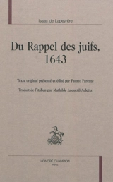 Du rappel des Juifs : 1643 - Isaac de La Peyrère