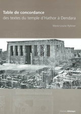 Table de concordance des textes du temple d'Hathor à Dendara - Marie-Louise Ryhiner