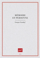 Mémoire et personne - Georges Gusdorf