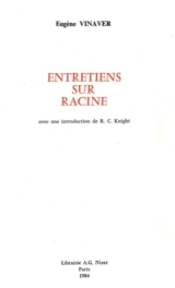 Entretiens sur Racine - Eugène Vinaver