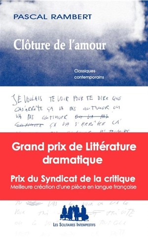 Clôture de l'amour - Pascal Rambert