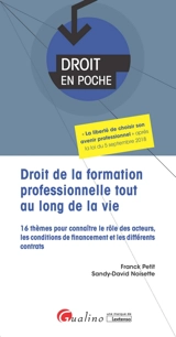Droit de la formation professionnelle tout au long de la vie : 16 thèmes pour connaître le rôle des acteurs, les conditions de financement et les différents contrats - Franck Petit