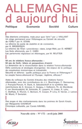 Allemagne d'aujourd'hui, n° 172. 50 ans de relations franco-allemandes, 50 ans de Cerfa : bilans et perspectives d'avenir : actes du colloque du Comité d'études des relations franco-allemandes