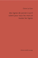 Des lignes de janvier à avril valent pour tous les mois et toutes les lignes - Claire Le Cam