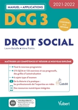 DCG 3, droit social : manuel + applications : conforme à la réforme, 2021-2022 - Laure Bataille
