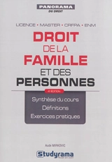 Droit de la famille et des personnes : synthèse du cours, définitions, exercices pratiques : licence, master, CRFPA, ENM - Aude Mirkovic