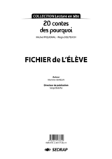 20 contes des pourquoi, Michel Piquemal, Régis Delpeuch : fichier de l'élève - Mariette Sémelin