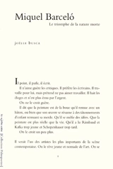 Miquel Barcelo : le triomphe de la nature morte - Joëlle Busca