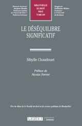 Le déséquilibre significatif - Sibylle Chaudouet