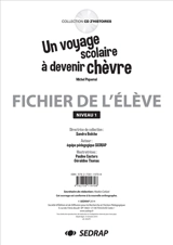 Un voyage scolaire à devenir chèvre, Michel Piquemal : fichier de l'élève, niveau 1 - Société d'édition et de diffusion pour la recherche et l'action pédagogique