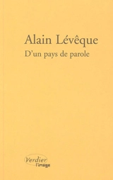 D'un pays de parole - Alain Lévêque
