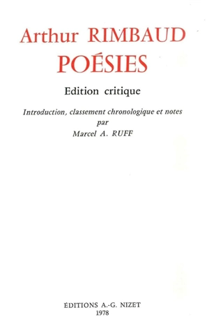 Poésies - Arthur Rimbaud