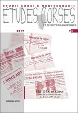 Etudes corses, n° 83. Mai 1958 en Corse : actes de la journée d'études du 8 mars 2019 à Corte - Association des chercheurs en sciences humaines, domaine corse