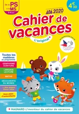Cahier de vacances de la PS à la MS, 3-4 ans : toutes les matières au programme : été 2020 - Anne Weiller