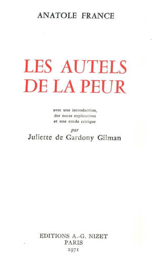 Les autels de la peur - Anatole France