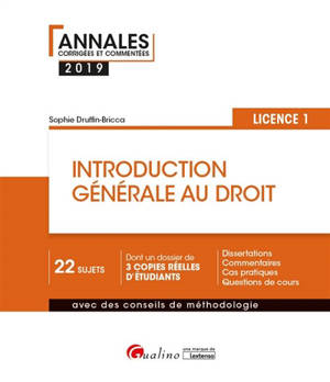 Introduction générale au droit : licence 1 : 2019 - Sophie Druffin-Bricca