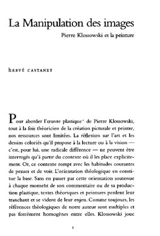 La manipulation des images : Pierre Klossowski et la peinture - Hervé Castanet