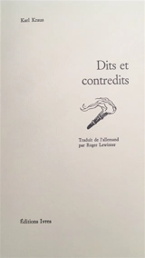 Aphorismes et réflexions. Dits et contredits - Karl Kraus