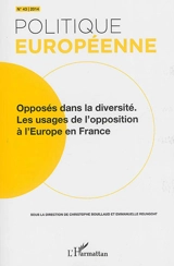 Politique européenne, n° 43. Opposés dans la diversité : les usages de l'opposition à l'Europe en France