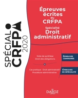 Epreuves écrites du CRFPA : spécialité droit administratif : 2020 - Sara Brimo
