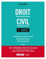 Droit civil : 1re année : introduction générale au droit, droit des personnes, droit de la famille - Romain Boffa